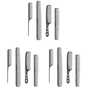 3 set 4pack/lot Ergonomische Handvat Voor Meer Comfortabele Haar Kammen Ervaring Comfortabeler Om Metalen Haar Snijden Kam, Glossy zwart
