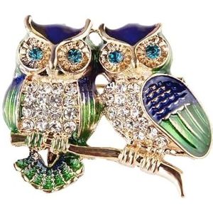 Creatieve Cartoon Uil Broche Mode Strass Temperament Blauw Vrouwen Broches Pin Accessoires, 1pc, Agaat
