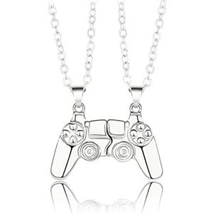 Kuashidai Ketting met gamecontroller, legering, goud, zilver, hanger met gameconsole, magnetisch, bijpassende ketting, Valentijnsdag, geschenk voor koppels, beste vrienden, vriendschap, 1 paar