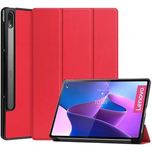 Case2go - Tablet hoes compatibel met Lenovo Tab P12 Pro - Tri-Fold Book Case - Rood