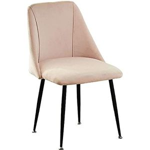 GEIRONV 1 stks Black Metal Poten Dining Chair, 51 × 49 × 78 cm Fluwelen zitting en rugleuningen Kantoorstoel Keuken Slaapkamer Lounge Stoel Eetstoelen (Color : Pink, Size : Black legs)