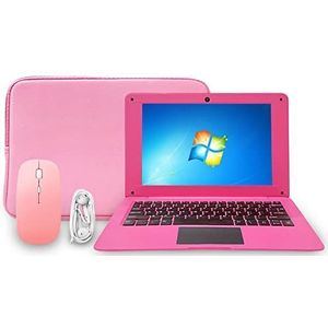 iSTYLE 10,1” Windows 10 Ultra Dunne Full HD Laptop 2 GB RAM 64 GB Opslag Atom 1,44 Ghz Quad Core USB 3.0 WiFi HDMI Bluetooth Laptop Accessoires, Laptop tas Muismat Hoofdtelefoon(Roze)
