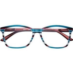Zippo-leesbril met montuur met zachte lijnen, ideaal voor mannen en vrouwen, dioptrie +1,00, kleur blauw multicolor