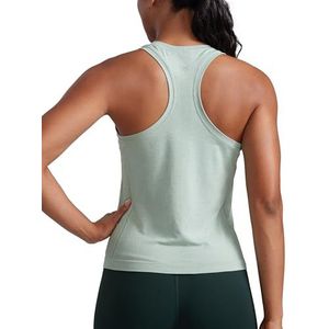 CRZ YOGA Naadloze, ademende dames-sporttanktops met racerback, hoge hals en mouwloze hardloopshirts Groene Palm Hof XS