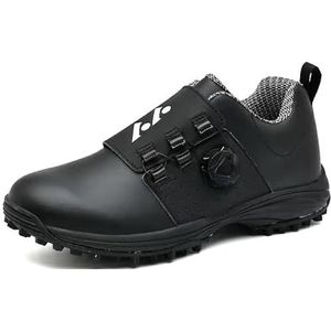 Golfschoenen voor heren, antislip, waterdicht, gazon schoenen, outdoor, draaibare gesp, casual sportschoenen, Zwart, 40EU