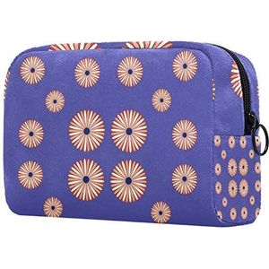 Dames make-up tas Meisje cosmetische tassen Toilettas Organizer etui met rits paarse achtergrond bloemen