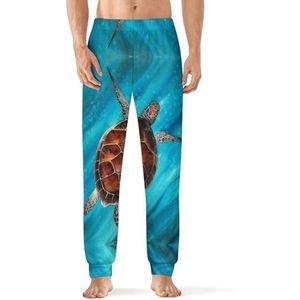 Kleurrijke Zwemmen Zeeschildpad Mannen Pyjama Broek Zachte Lange Pjs Bottoms Elastische Nachtkleding Broek L