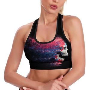 Rood Wit En Blauw Schedel Vrouwen Tank Top Sport BH Yoga Workout Vest Atletische Bras