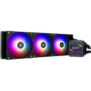 Thermalright Grand Vision 360 ARGB zwarte CPU AIO koeler, PC 360 specificatie waterkoelsysteem, IPS LCD-scherm met 480 x 480 resolutie en 3,4 inch, voor AM5, Intel 1700/1851, high-performance pomp