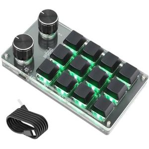 QPSJXN RGB van het aangepaste mechanische Bluetooth 5.0 toetsenbord met programmeerknop en rode schakelaar (12-2 RGB zwart)