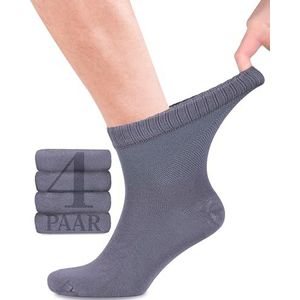 Fiera Besa Diabetische sokken met lycra voor heren: enkelhoog; zonder naad aan de basis van de teennagels; 4 paar, grijs, 39-42 EU