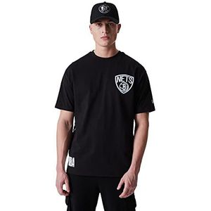 New Era Brooklyn Nets NBA Black White Oversized BP Neon T- Shirt - XL