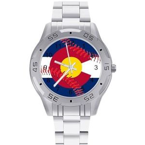 Colorado Vlag Baseball Mannen Zakelijke Horloges Legering Analoge Quartz Horloge Mode Horloges