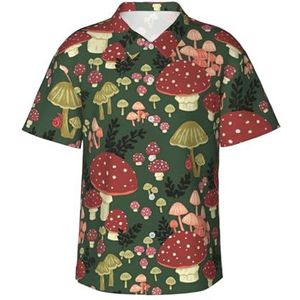 RRSZCC Bright Mushrooms Kunstdruk voor heren, licht, Hawaii-hemd, casual, korte mouwen, voor zomer, strand, vakantie, zwart, M