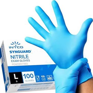 Show-me, intco Medical 100 stuks nitril-handschoenen, poedervrij, latexvrij, hypoallergeen, voedselhandschoenen, wegwerphandschoenen (L)