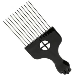 1 stuk Afro vorkkam roestvrij staal brede tanden kappersborstel metalen pinnen haarstylinggereedschap invoegen krullend haar kam (maat: maat S)