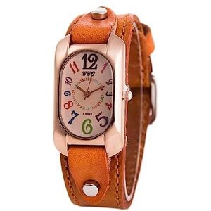 Polshorloge Polshorloges Roestvrijstalen horloge Retro polshorloge Leren band Kleur Digitaal Rechthoek Polshorloge Brons Quartz Horloges Mode-stijl