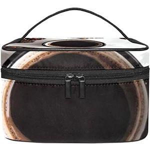 zwarte koffie en dessert make-up organizer tas, reizen make-up tas organizer case draagbare cosmetische tas voor vrouwen en meisjes toiletartikelen, Meerkleurig, 22.5x15x13.8cm/8.9x5.9x5.4in