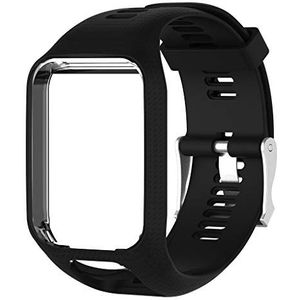 Silicone horlogeband Wrist Band Strap Vervanging voor TomTom 2 voor TomTom 2 3 Runner 2 3 Spark 3, Black