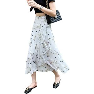 GerRit Skirt Flower Printing A-line Skirts Summer Spring High Waist Vintage Women's Midi Length Skirts-color 23-one Size