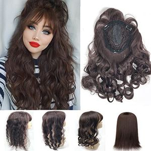 Naadloos opzetstuk voor dunner wordend haar met schone Wispy Pony, groot, golvend, zwart/bruin