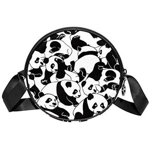 Messenger Bag Panda Zwart Wit Crossbody Tas voor Vrouwen Rond, Meerkleurig, 6.7x6.7x2.3 in, Sling Rugzakken