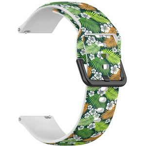 Compatibel met Withings ScanWatch Nova/Horizon, ScanWatch 1/2 (42 mm), Staal HR Sport/HR 40 mm (Witte Monstera Leaves) 20 mm Zachte Siliconen Sportband Armband Band, Siliconen, Geen edelsteen