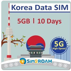 Korea Data ALLEEN SIM-kaart 10 dagen | 5 GB 5G/4G LTE-internetgegevens | Gratis testgegevens 100 MB/1 dag in de EU | Reissimkaart | Prepaid-simkaart | GEEN telefoonnummer