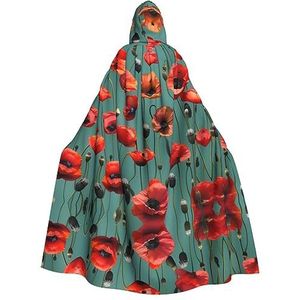 FRGMNT poppy bloemen print print mannen Hooded Mantel, Volwassen Cosplay Mantel Kostuum, Cape Halloween Dress Up, Hooded Uniform