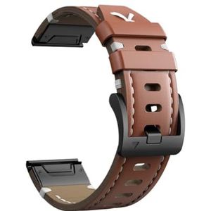 26 mm horlogeband geschikt for Garmin Fenix ​​7X/6X Pro/6X/5X/5X Plus lederen band 22 mm geschikt for Fenix ​​6/6 Pro/5/7 band (Color : Brown1, Size : 26mm)