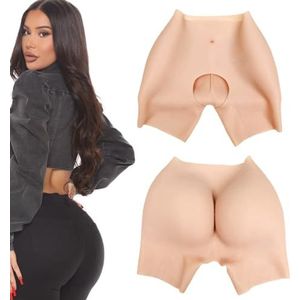Adima Realistische Siliconen Nep Heupen Panty Open Kruis Body Shaper Broek voor Vrouwen Billenverbeteraar Crossdresser,Wit