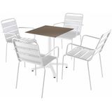 Oviala Tafelset 60 cm, taupe en 4 stoelen, metaal, wit