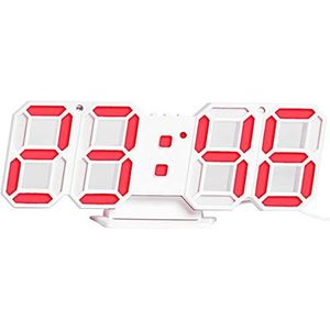 angelhjq 3D digitale klok, 3D led digitale klok elektronische tafel klok wekker muur gloeiende hangende klokken rood