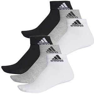adidas 6 paar Performance sneaker-/quartersokken, uniseks, korte sokken, grijs/wit/zwart, 40/42 EU