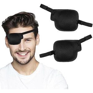 Enkele oogklep, verstelbaar oogmasker, zwart, 3D-oogklep voor volwassenen en kinderen, 2 stuks, links en rechts