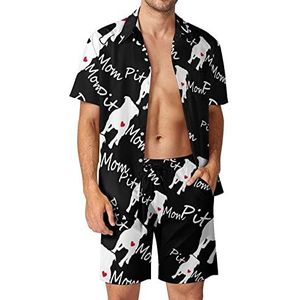 Pitbull Mom Hawaiiaanse sets voor heren, button-down, korte mouwen, trainingspak, strandoutfits, XL