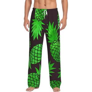 MBCbjg Pineapple Art Print Herenbroek, pyjamabroek, zachte slaapbroek met zakken, lichtgewicht loungewear pyjama voor comfortabele slaap en lounge, Wit, S