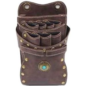Kapperstas voor uitrusting 7 zakken PU lederen haar schaar tas kappers houder tas kappers salon tas heuptas huisdier schaar tas kappers tas(E)