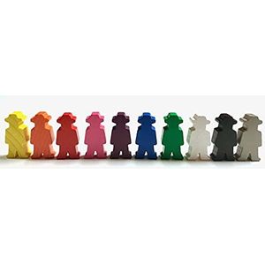 Speelfiguren voor bordspellen: personen/mensen met hoed/cowboy/boer/arbeider 15x30x8 mm. Speelmateriaal, 10 kleuren (10 x 1 figuur)