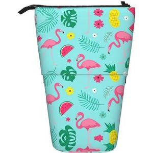 Nbtghga Flamingo IJs Fruit Print Potlood Telescopische Klassieke Kunsten Stand Up Potlood Case Organizer Potlood Houder Make-up Tas Gift, Zwart, Eén maat