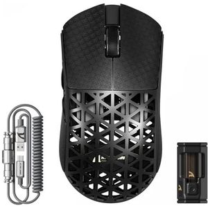 ATTACK SHARK R5 Ultra gamingmuis van koolstofvezel, 8000 Hz, draadloos, 39 g superlight, 42000 dpi, sensor PAW3950MAX, Nordic 52840, Bluetooth/2.4G/USB-C bekabeld, met spiraalkabel 8K, PC/Mac, zwart