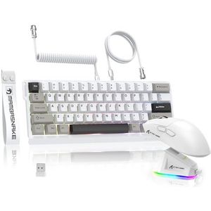 MAMBASNAKE x Attack Shark X60HE Rapid Trigger Draadloos Toetsenbord en X11 Gamingmuis met 8K Spiraalkabel, 0,01mm RT Magnetic Switch RGB QWERTY Toetsenbord, 22K DPI PixArt PAW3311 Sensormuizen - Wit