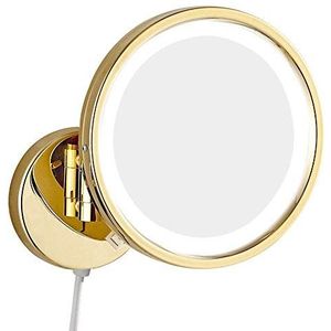 GVEXLUOQ Make-up spiegel met LED-verlichting, Vergrotingsspiegel voor badkamer, wandmontage messing spiegel, 20,3 cm (8 inch), met schakelaar, kleur: Motor met beugel, Grootte: 10 X