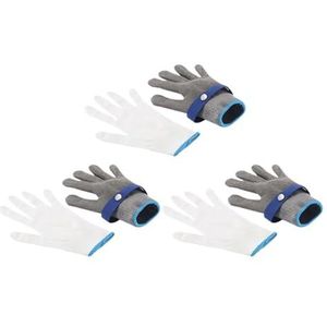 1-4 Stuks Snijbestendige Roestvrijstalen Handschoenen Veiligheidshandschoenen Metaalgaas Anti-snijwerknemer Tuinwerkhandschoenen (Color : 3PCS, Size : M)