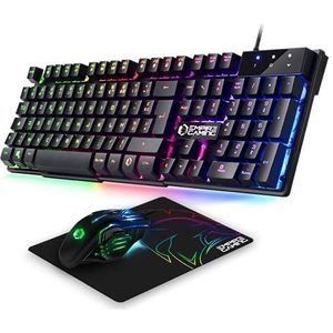 EMPIRE GAMING - Pack 3 en 1 MK800 - Clavier Gaming AZERTY (Layout Français) RGB 105 Touches 19 Touches Anti-Ghosting - Souris Gamer RGB 2400 DPI - Tapis de Souris - PC PS4 PS5 Xbox One/Series Mac