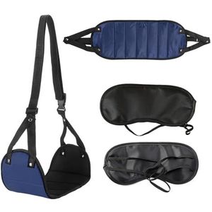 1 stuk vliegtuigvoetsteunriem met 1 oogmasker, draagbare reisvoetsteun voor vliegtuig, verstelbare hangende voetsteun, vliegtuigreisaccessoires