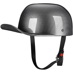 Volwassenen Vintage Baseball Cap Open Helm, DOT Goedgekeurde Duitse Stijl Motorfiets Skull Cap Halve Helm voor Scooter Mannen en Vrouwen Street Cruiser Bromfiets Chopper Jet Helm Decoration