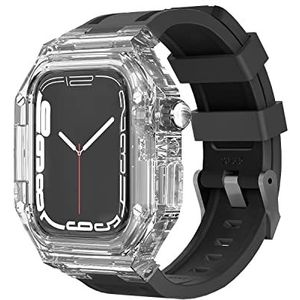 OFWAX Transparante Horlogekast Fluororubber Horlogeband, Voor Apple Watch 8 7 6 SE 5 4 44 MM 45 MM 41 MM 40 MM Horloge Sport Armband Vervangen Met Tool, 41mm, agaat