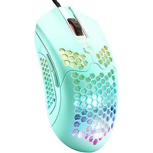Bedrade lichtgewicht gamingmuis 65G, 26 RGB verlichte USB-gamingmuizen en 7 knoppen programmeerbare driver, PAW3325 12000DPI, met ergonomische ultralichte honingraatschelp model O voor pc-gamers,