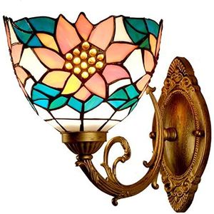 8 Inch Tiffany -Stijl Applique, Europese Decoratie Creatieve Bloemen Wandlamp Getinte Glazen Lamplampen, E27